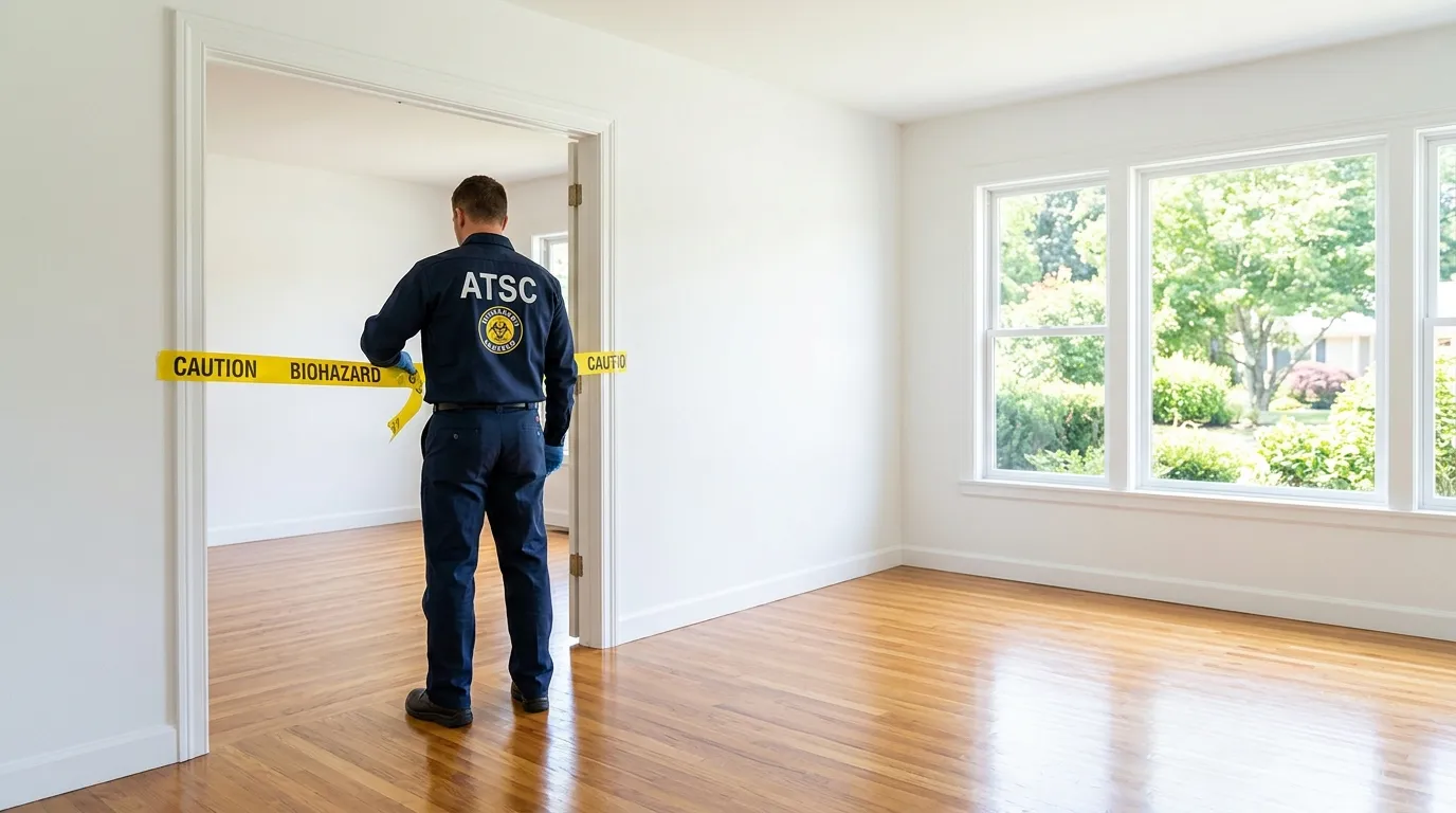 Certified biohazard cleanup crew performing Trauma Scene Cleanup in Delano